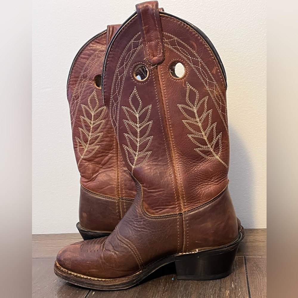 Double H Brown Leather Western Cowgirl Boots Womens size 6.5 - Picture 5 of 12